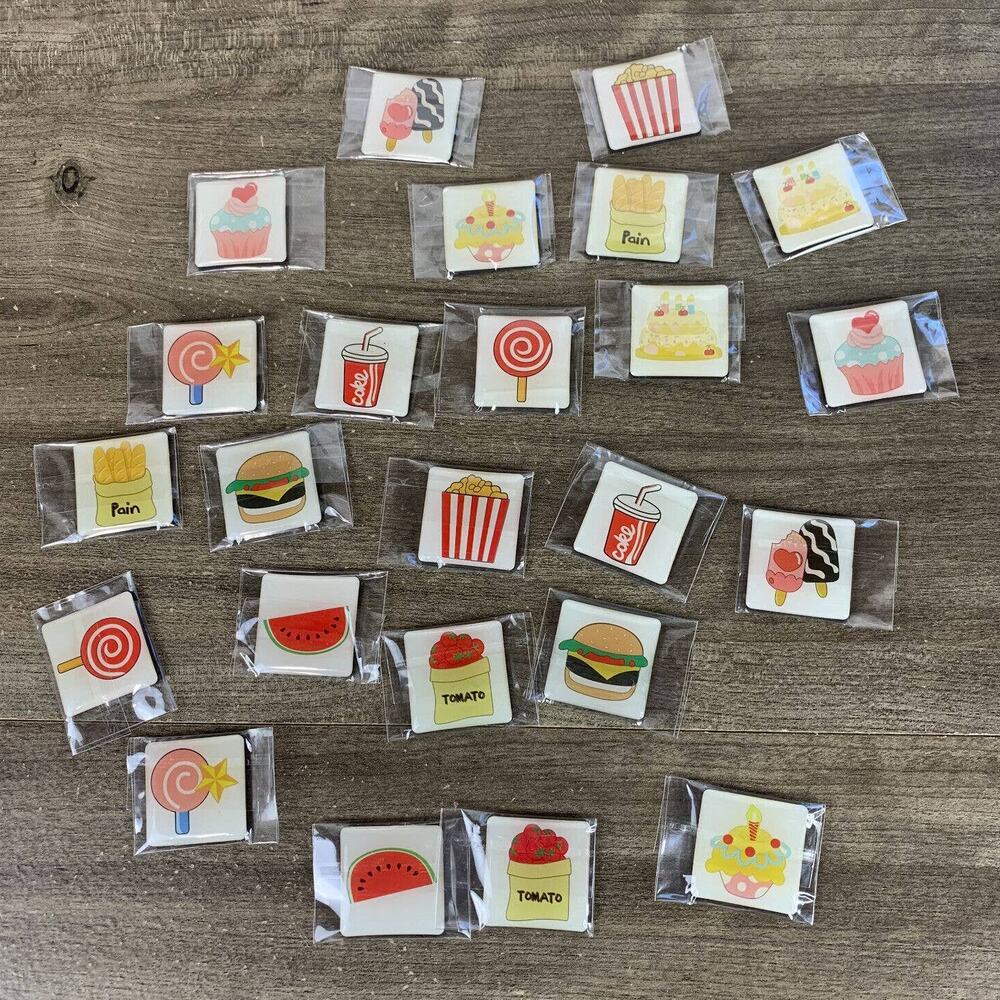 24Pcs Fridge Magnets for Whiteboard Locker Burger Fries Watermelon Cake Lollipop